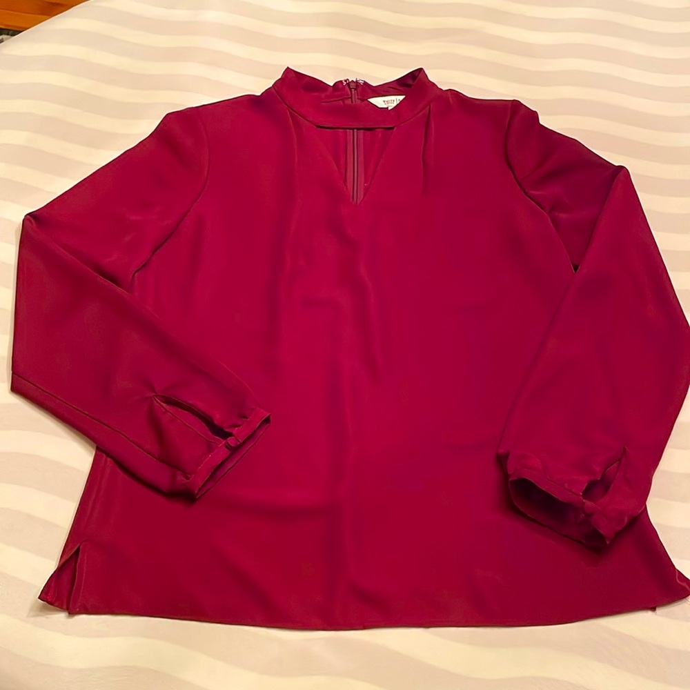 Size S White House Black Market Maroon Long Sleeve Blouse